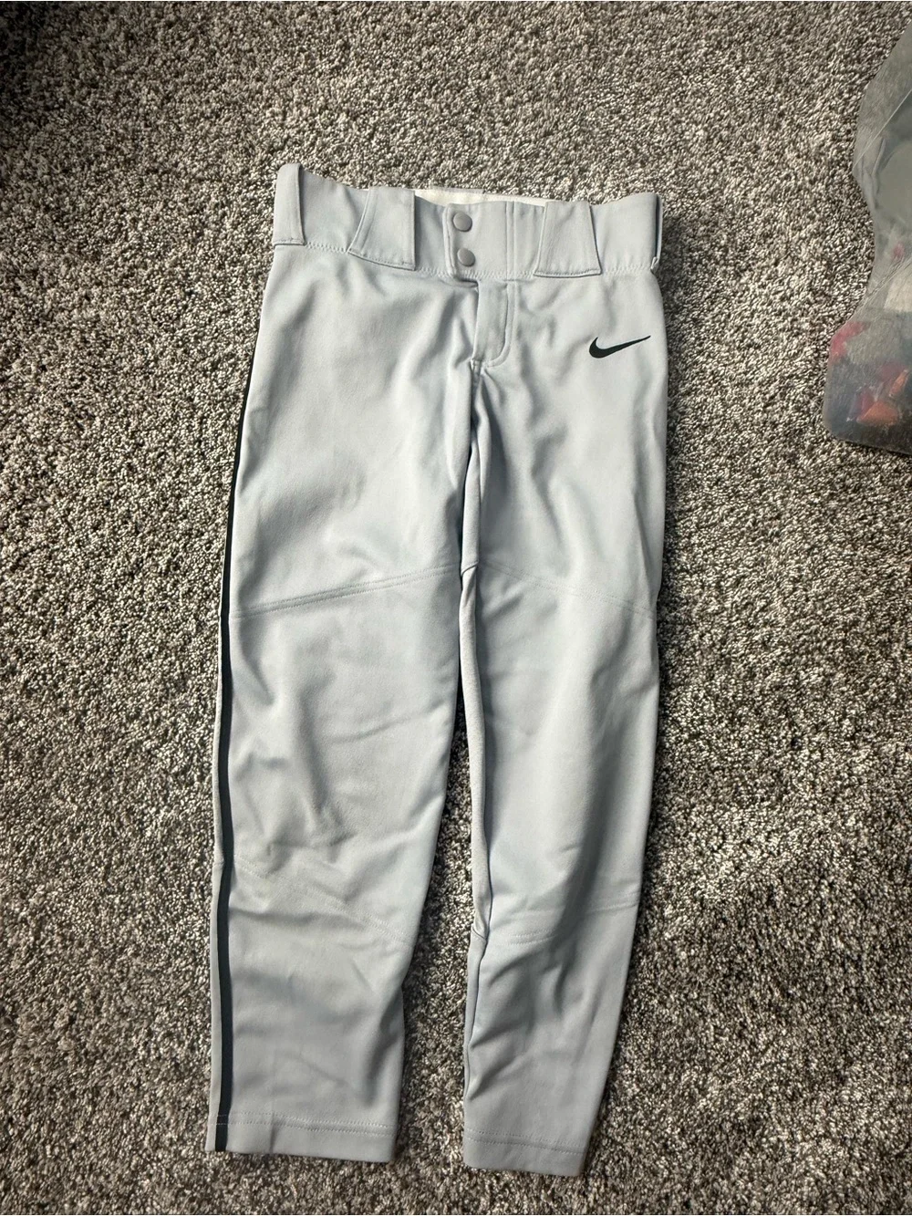Nike Youth Light Gray Baseball Pants with Black Swoosh